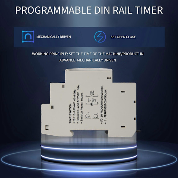 SUL180a 15 Minutter Mekanisk Timer 24 Timer Programmerbar Din Skinne Timer Tidsafbryder Relæ Measureme