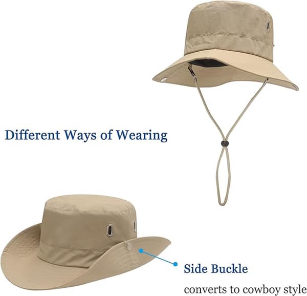 Herre sommerhat til solbeskyttelse, camouflage safarihat med bindebånd, hurtigtørrende og åndbar til udendørs brug, camping
