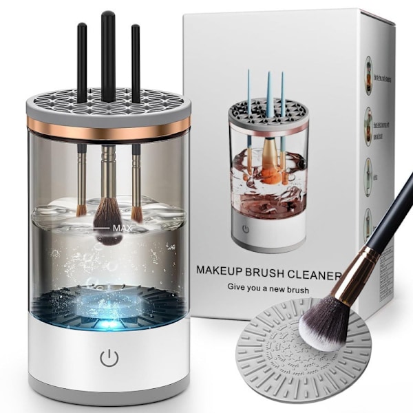 Automatisk makeupbørste-renser, elektrisk makeupbørste-rengøringsmaskine, makeupbørste-rengøringsværktøj, god gave til mor, kone