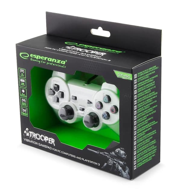 Esperanza - PC/PS3 controller, Ledningsforbundet - Trooper - Hvid