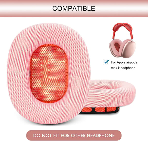 Passende erstatningsøreputer for Apple AirPods Max - Oppgraderte øreputer - Magnetiske øreputer for AirPods Max (rosa)