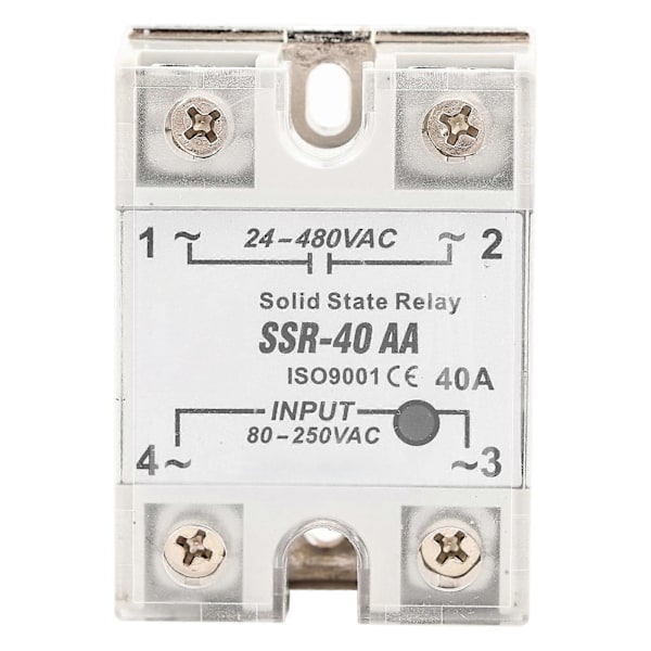 SSr  40AA 40A Solid State Relay Modul AC-AC Inngang 90-250V AC Utgang 24-480V AC