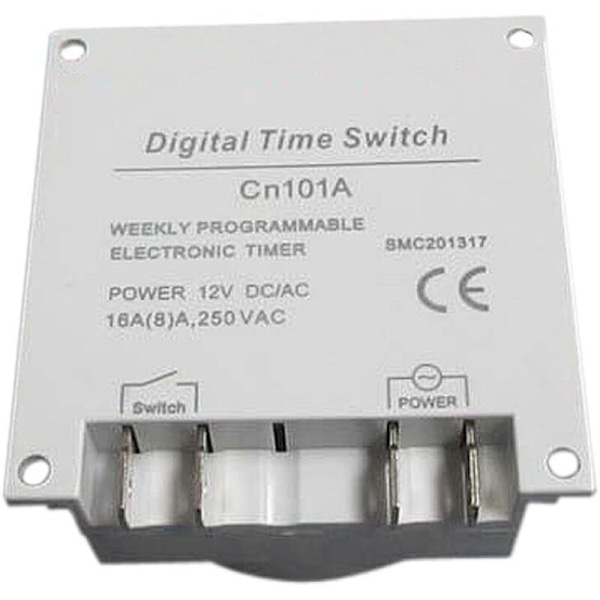 CN101 Digital Timer 12V DC/AC. LCD Programmerbar Tidsrelébryter for Strømuttak Hvit-AIMOONSA