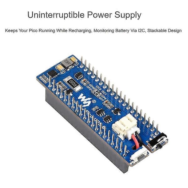 Waveshare UPS Modul B for Raspberry Pi Pico Board, Avbruddsfri Strømforsyning Overvåkingsbatteri
