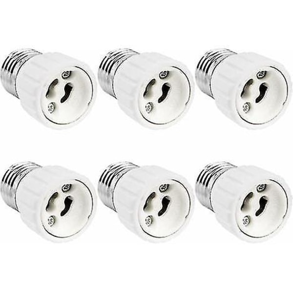 E27 till GU10 Adapter, 220v, E27 GU10 Adapter Socket Konverter för LED-lampa, Halogen och CFL-lampa, Keramisk Adapter, 6-pack