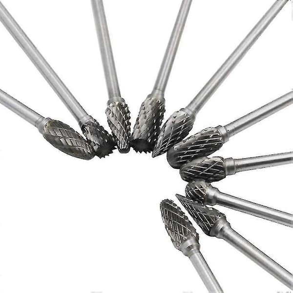 10 st 4 Tum Lång Dubbelskuren Volfram Solid Carbide Roterande Filset 1/8 Tum (3mm) Skaft Spiralborr