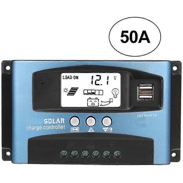 MPPT 50A Solar Charge Controller Dobbelt USB LCD-display 12V 24V