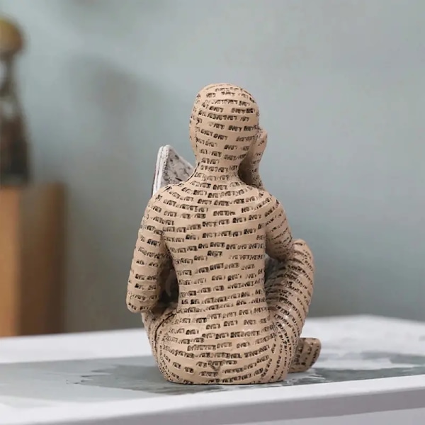 1:a samtida hartsfigur av läsande kvinna, skulptur för bokälskare, dekorativ modern staty för trädgård, gård, uteplats