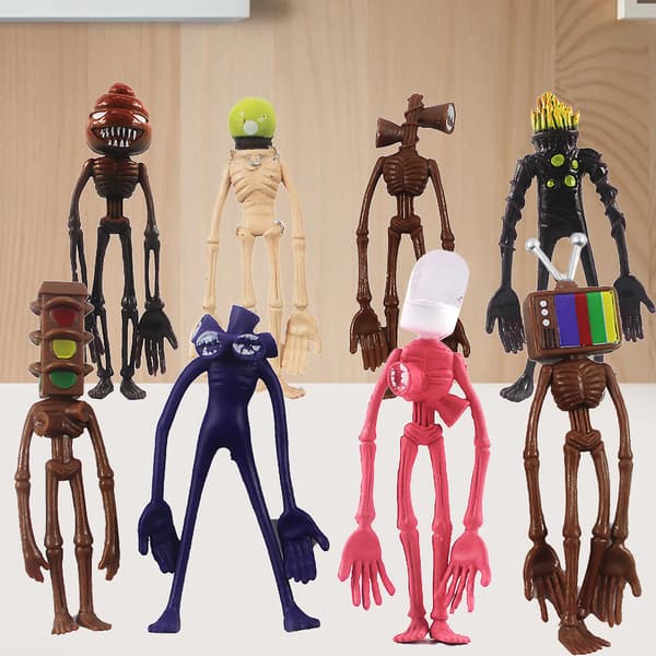 8 stk Siren Head Statue Søt Samleobjekt Plast Siren Head Action Figur for Barn