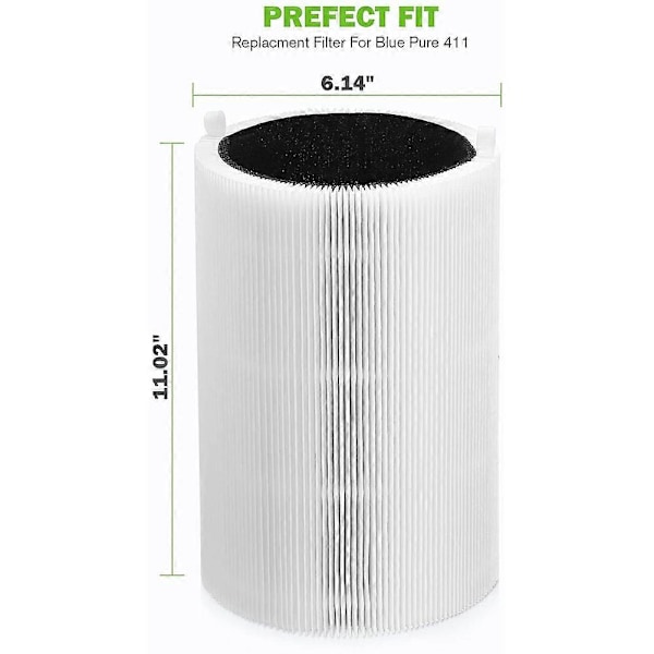 Udskiftningsfilter til Blueair Blue Pure 411/411+ & Blueair 3210 Luftrenser Filter Aktiveret Kulstof