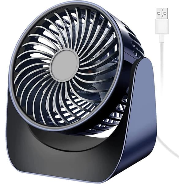 Miniblæser. 360° roterende bordventilator. Tre-trins USB-bordventilator - mørkeblå.