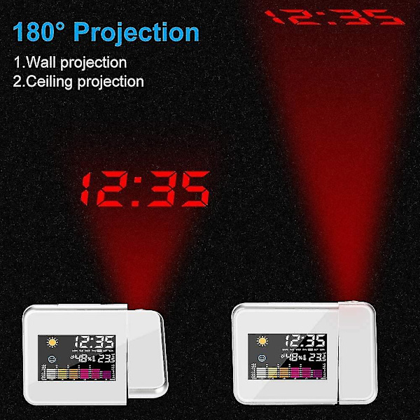 Väckarklocka med projektion LED-klocka projektion USB-laddning