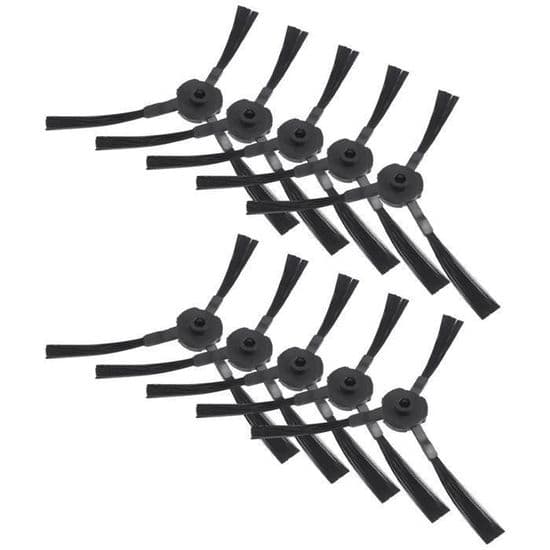 Sidebørste - PZCC - Pakke med 10 - Kompatibel med ILIFE V3 V5 A6 A4 - Sort - Tilbehør til robotstøvsuger