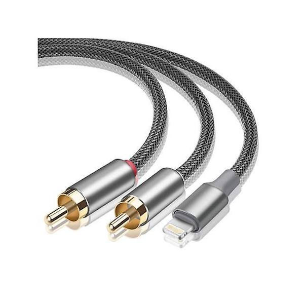 Lightning til RCA Kabel Audio Aux Adapter, Stereo Y Splitter Adapter til Udvalgte iPhone, iPad og iPod Modeller til Forstærker, Bil, Hjemmekino, Sp
