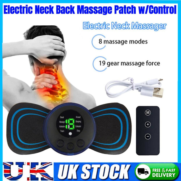 Mini Elektrisk Nacke Ryggmassager Cervical Massage Patch W/kontroll Lindring Smärta