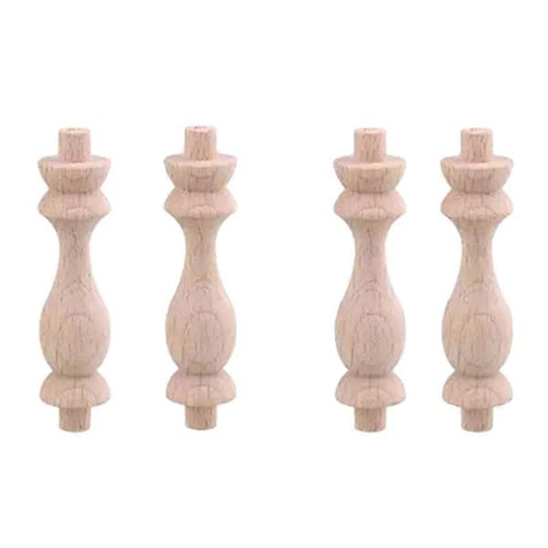 20 st 7,6X1,8cm Bok Obehandlade Omålade Träslöjdsspindlar Baluster för Hem Restaurang Dekor R