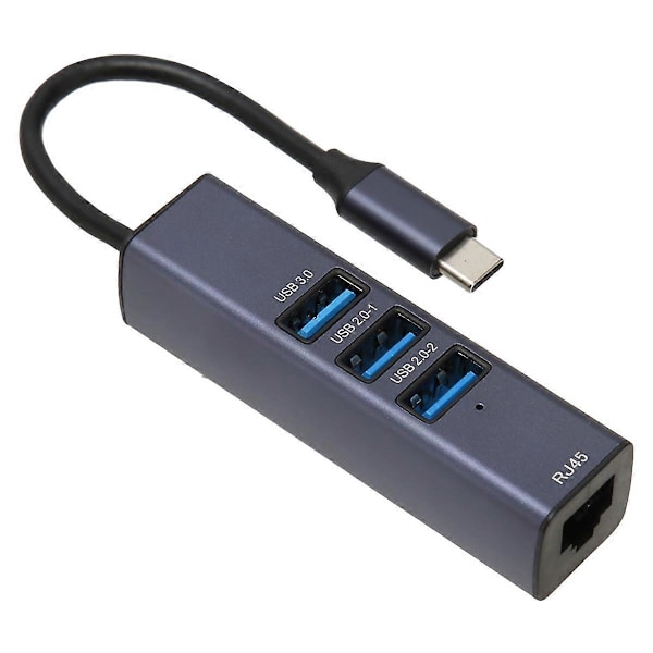 USB C - Ethernet -sovitin RJ45 Gigabit Ethernet -portti 4 in 1 USB C -keskitin säilytysreiällä kannettaville tietokoneille