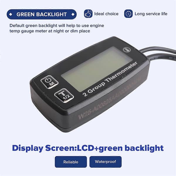 Dual Channel LCD Termometer Motor Temperatur Måler Digital Display med RL-TS002 Sensor til Motorc