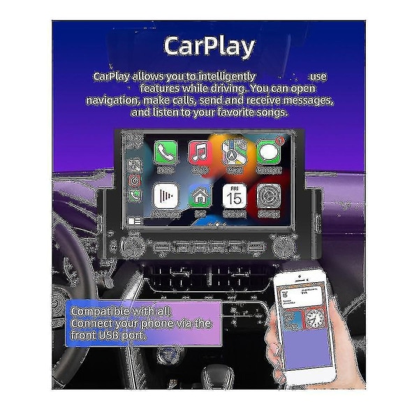 1din 6,2 tommer skærm Carplay Android-auto Radio Bilstereo Bluetooth Mp5 Afspiller 2usb Fm Modtager Hea