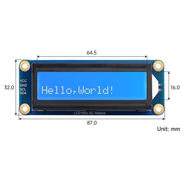 Lcd1602 I2c Modul I2c Kontrolgrænseflader Ombord Aip31068 Lcd Driver Chip