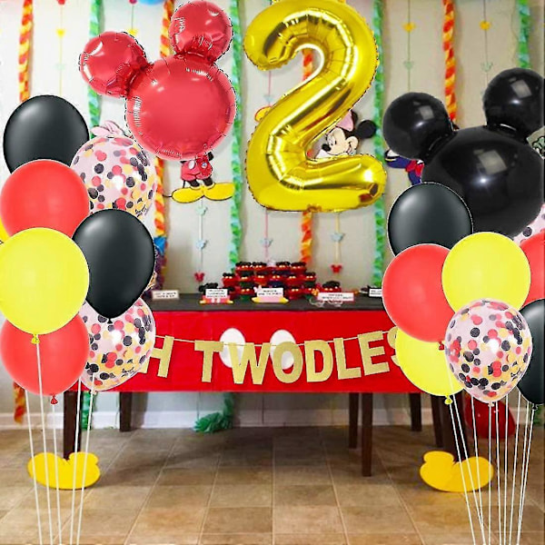 Mickey-tema 2 års fødselsdagspynt - Minnie Oh Twodles Banner Garland Mickey Hovedballoner til fødselsdagsfesttilbehør