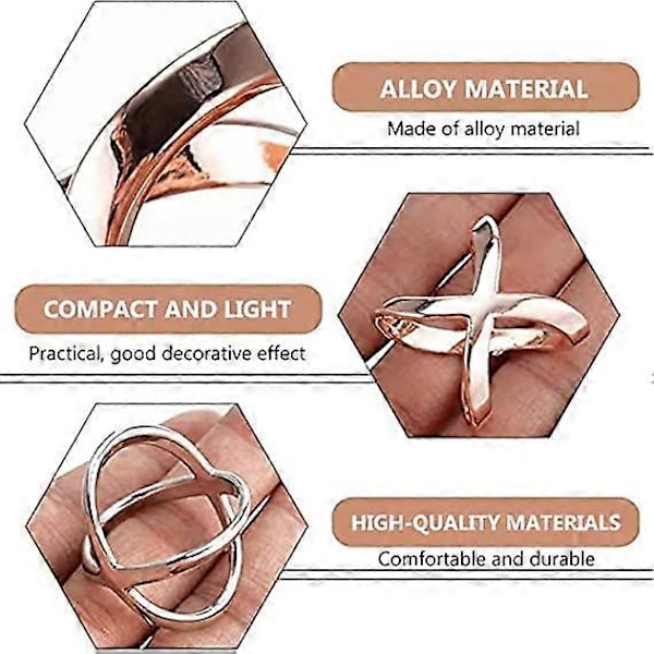 Sjal Klips Sjal Ring Wrap Klemme Silke Sjal Spenne, 3 stk Sjal Ringer Kryss Hult Sjal Spenne X-formet Sjal Ring Spenne Enkel