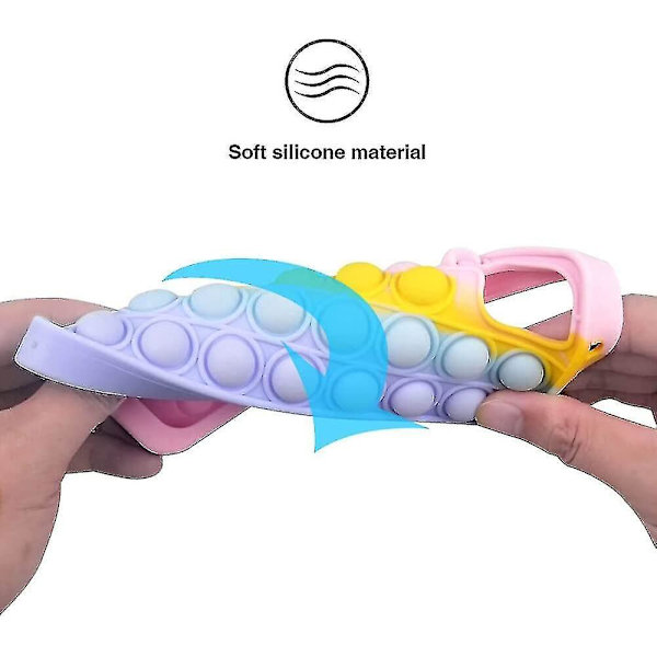 Aupartuds Pop It Telefonfodral för iPhone 8 7 6, Stressavlastande Push Pop Bubble Fidget Toys Cover, Sött Roligt Mjukt Silikon Skyddande Skal för iPhone SE