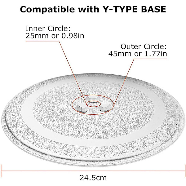Universell glasplatta Hållbar glasplattform, rund tallriksöverdrag ersättning 24,5 cm