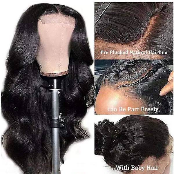 Body Wave -pitsihiustikkeellinen peruukki ihmishiuksesta, esipullattu, valkaistut solmut, vauvan hiukset, liimattomasti, luonnollinen väri
