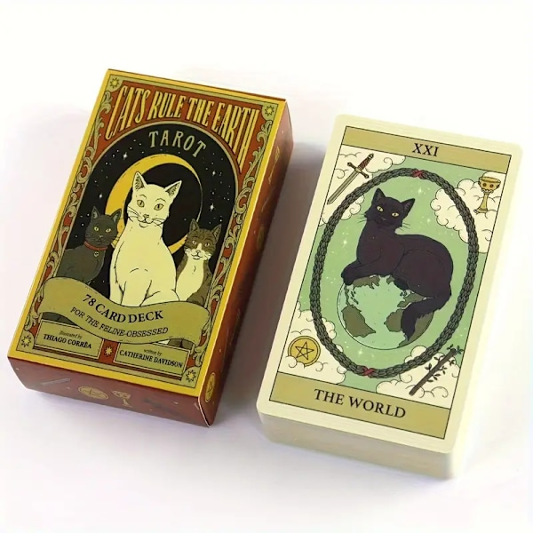 Katter Styrer Jorden Med Tarot Og PDF-guidebok, Spennende Tarot Kortspill For Å Spå Fremtiden
