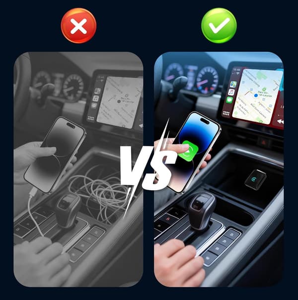 Mini trådløs CarPlay-adapter, grå, til Android-brug, sølvgrå, kompakt trådløs AutoPlay-adapter til Android Auto, hurtig automatisk forbindelse