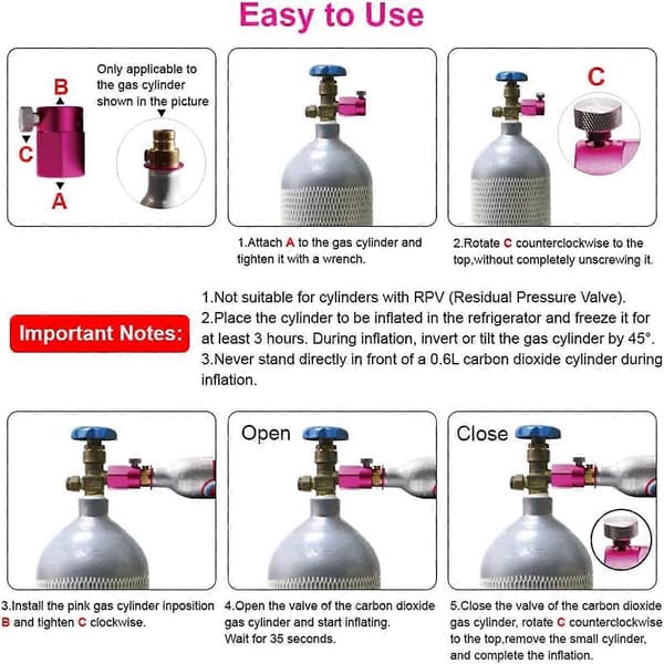 CO2-täyttöadapteri Duo/Crystal 3.0 Quick Connect CO2 -sylinterille