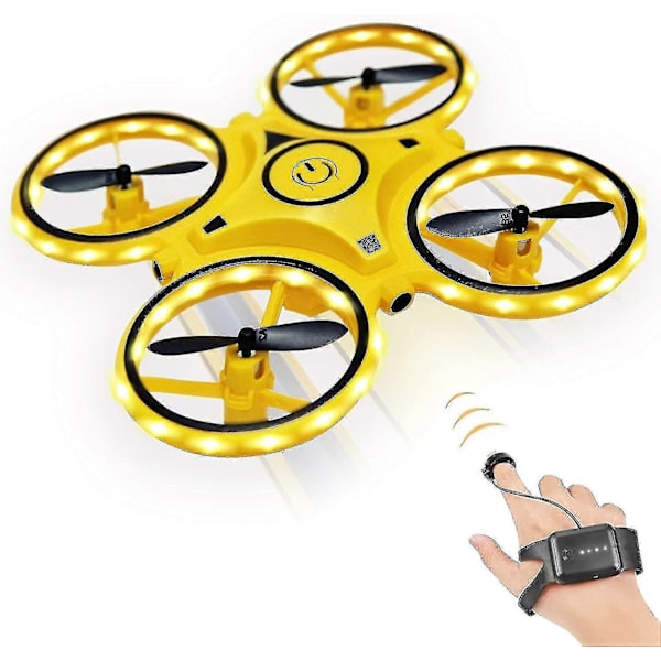 Mini Drone til børn, gestusstyret drone, håndbetjente droner med sensor indendørs drone, LED-lys