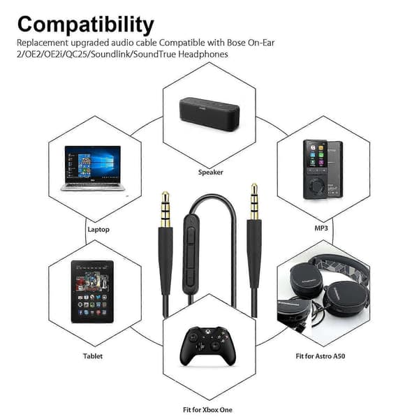Erstatnings lydkabel for Bose Soundtrue/Soundlink Bose OE 2 hodetelefoner