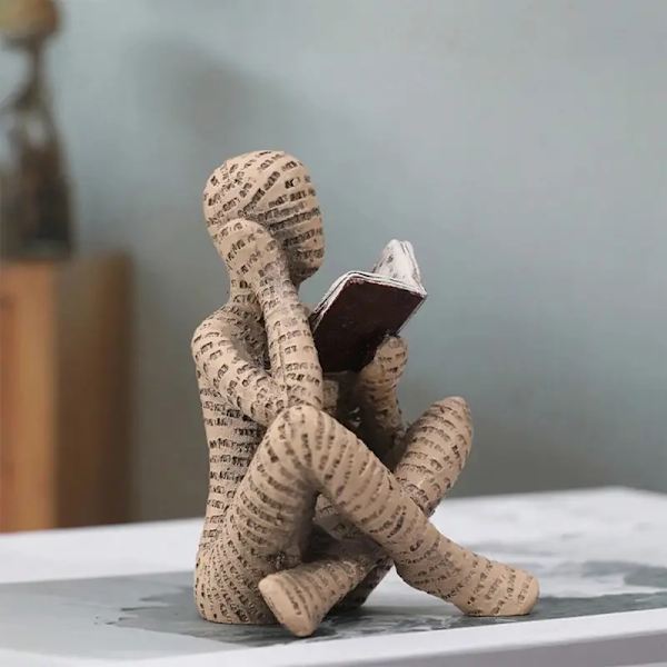 1:a samtida hartsfigur av läsande kvinna, skulptur för bokälskare, dekorativ modern staty för trädgård, gård, uteplats