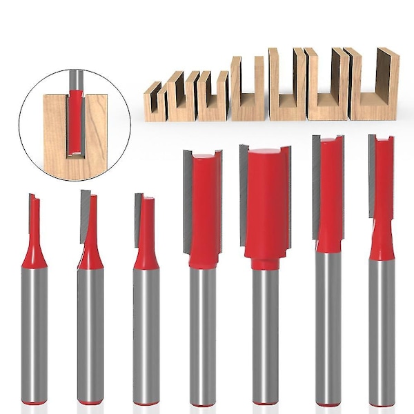 Straight Fræserbit, 7 stk. Tungsten Carbide Fræserbits 6mm Skaft Fræserbits Multifunktionel Fræser Tri Værktøj