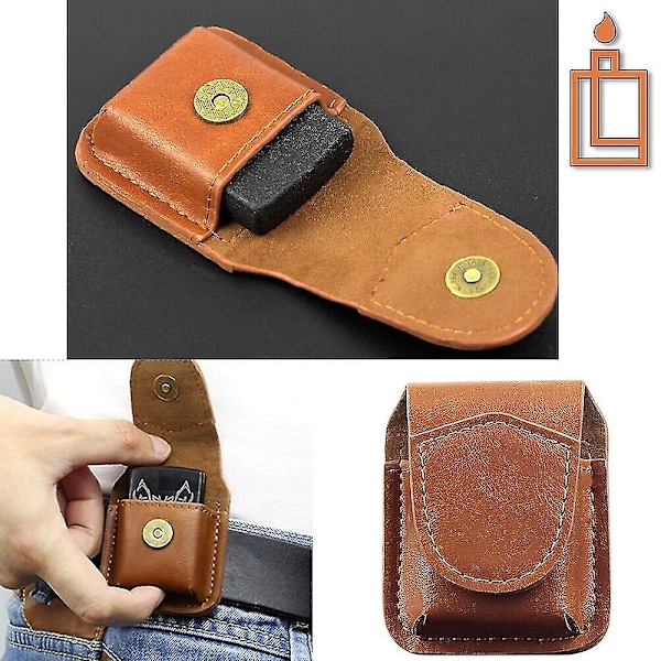 Læder lighter etui håndlavet hylster bæltestrop clip pose holder til Zippo