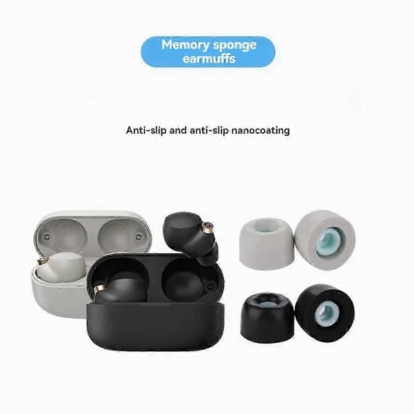 Öronmuffar i Memory Foam för Sony WF-1000XM4 Bluetooth Hörlurar Svart-