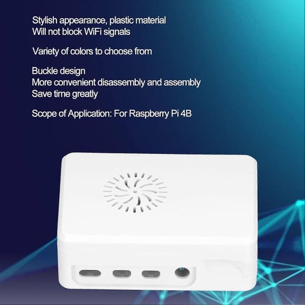 Højkvalitets Raspberry Pi 4B Beskyttelsesetui Hvid