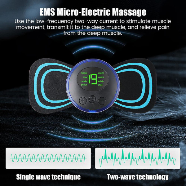 Mini Elektrisk Nacke Ryggmassager Cervical Massage Patch W/kontroll Lindring Smärta