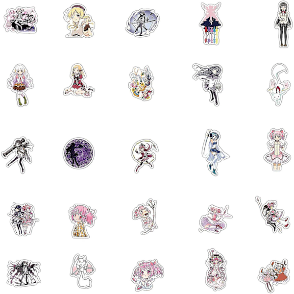Anime Puella Magi Madoka Magica Tarrat - Kannettavatarrat [50 kpl] Palkinto- ja Motivaatiotarrat Vesipullolle, Rullalaudalle, Jääkaapille, Hydro-Pullolle