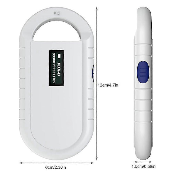 RFID-läsare för husdjur, handhållen djurchipläsare, bärbar RFID-läsare, stöd för 11784/11785