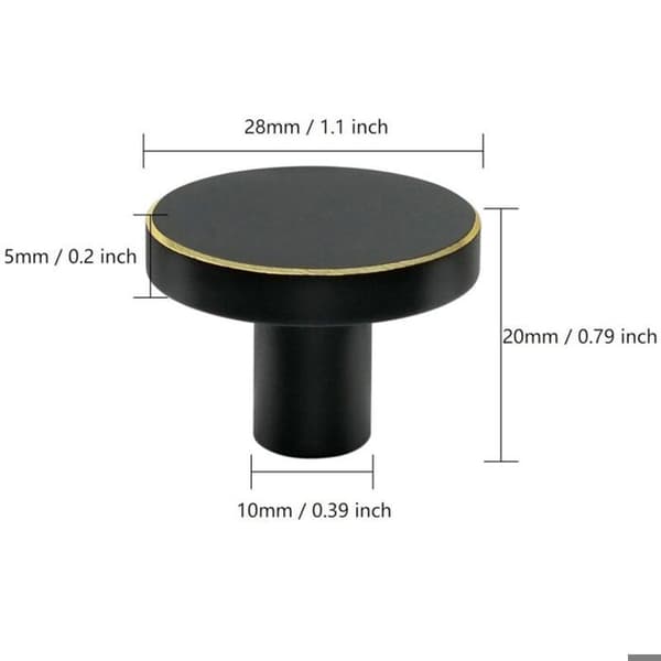 Solide messingknapper - LARGEIGHT - Pakke med 10 - Svart med gullkant - 28 x 20 mm - Satengfinish