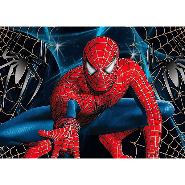 8x6ft Spiderman-taustakangas valokuvausta varten Punainen supersankari taustakuva vauvakutsuille lapsille Onnellinen syntymäpäivä Spiderman-koriste kakkupöydän banneri