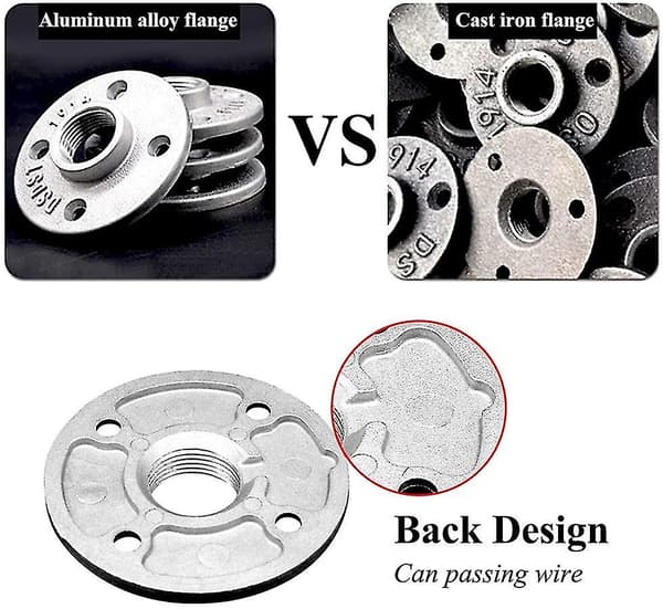 2 Pak Aluminium Legering 3/4 Rørfitting Gulv Vægflange Smedejerns