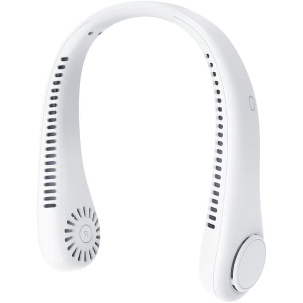 Halsventilator. Bladløs USB-ventilator. Tre hastigheder. Bærbar og genopladelig halsventilator - hvid.