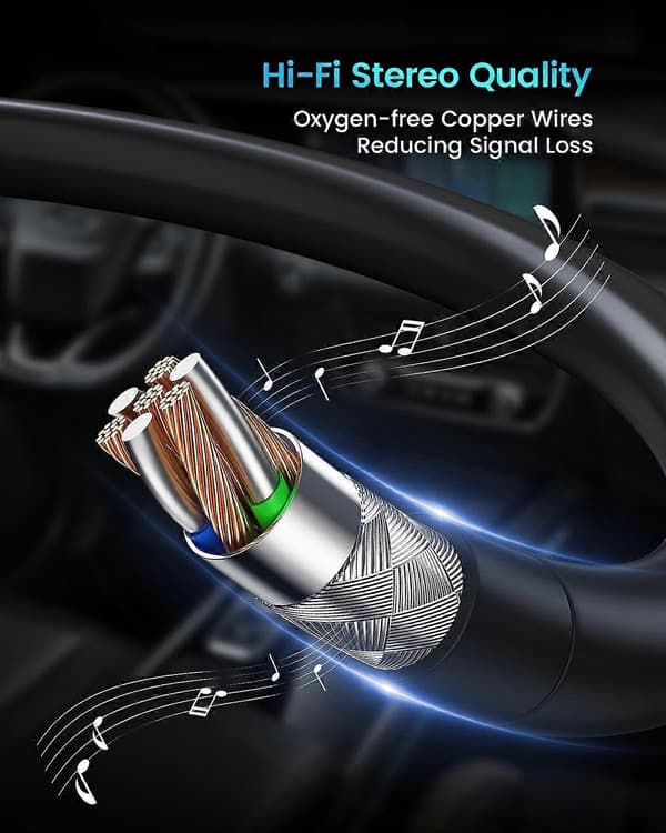 USB til Aux Audio Adapter, 3.5mm Han til USB Hun, Bil Musikafspiller sort