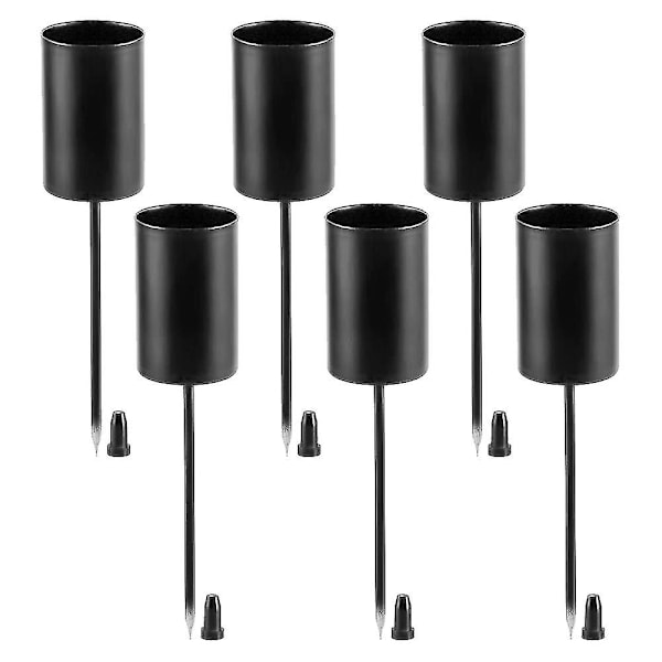 Lysestager, Krans, Lysestager, Krans, Lysestager, Spidse Lys Med Spid, 6 stk Sort
