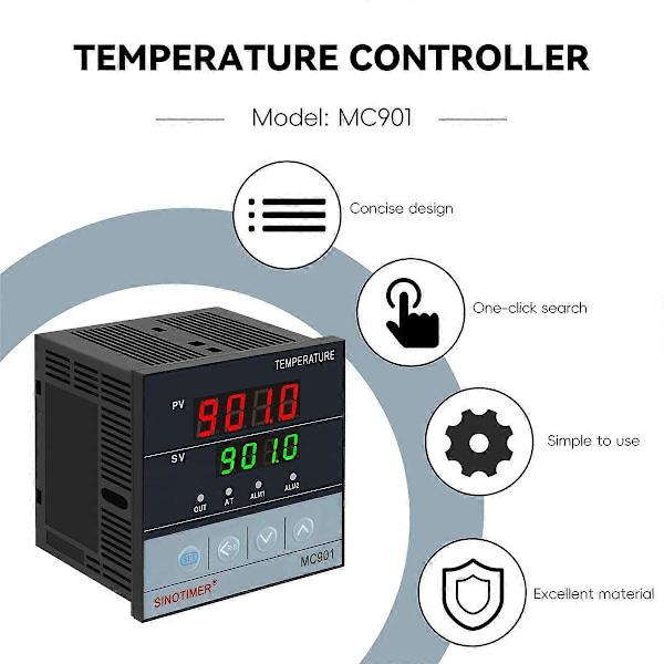 SINOTIMER MC901 Digital Vattentät PID Temperaturkontroller K Typ PT100 Sensoringång Relä SSR Ou