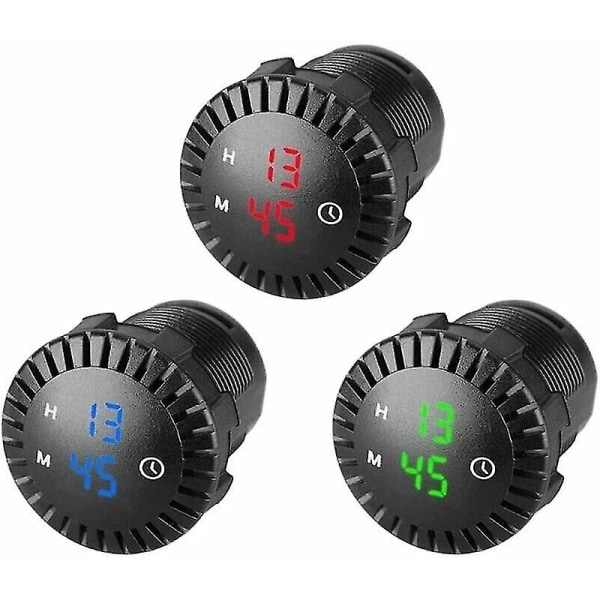 Bilelektronisk klocka, bil LED-klocka pekskärm 12v/24v vattentät bil digital klocka mini LED digital klocka motorcykelklocka diameter 2,01 tum för C